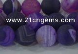 CAG9322 15.5 inches 10mm round matte line agate beads wholesale