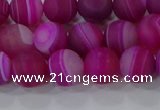 CAG9327 15.5 inches 8mm round matte line agate beads wholesale