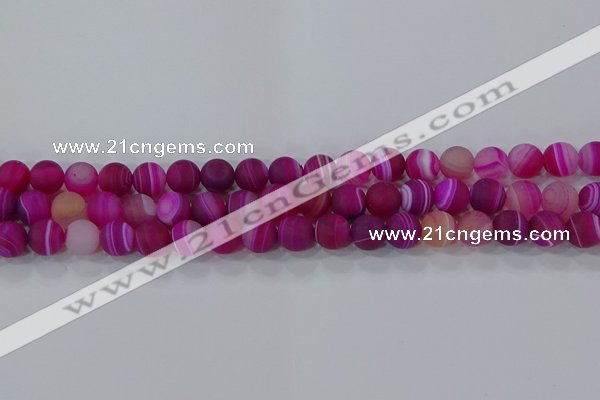 CAG9327 15.5 inches 8mm round matte line agate beads wholesale