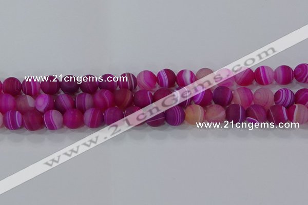 CAG9328 15.5 inches 10mm round matte line agate beads wholesale