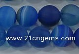 CAG9334 15.5 inches 12mm round matte line agate beads wholesale