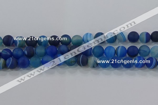 CAG9334 15.5 inches 12mm round matte line agate beads wholesale