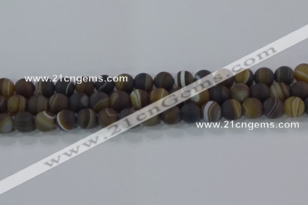 CAG9339 15.5 inches 10mm round matte line agate beads wholesale