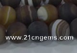 CAG9340 15.5 inches 12mm round matte line agate beads wholesale