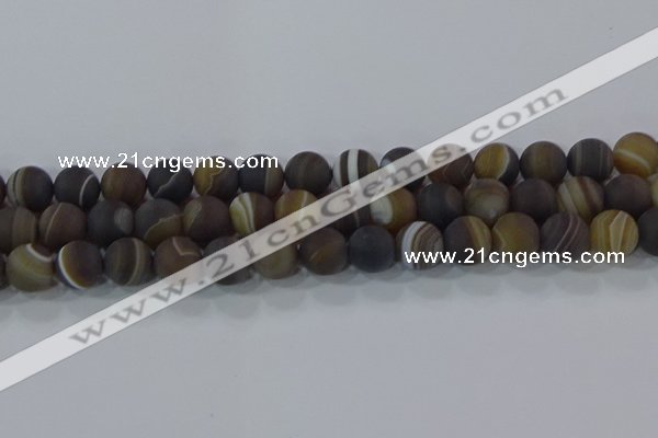 CAG9340 15.5 inches 12mm round matte line agate beads wholesale