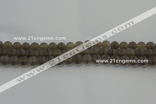 CAG9344 15.5 inches 8mm round matte grey agate beads wholesale