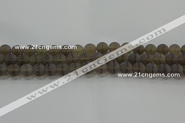 CAG9345 15.5 inches 10mm round matte grey agate beads wholesale