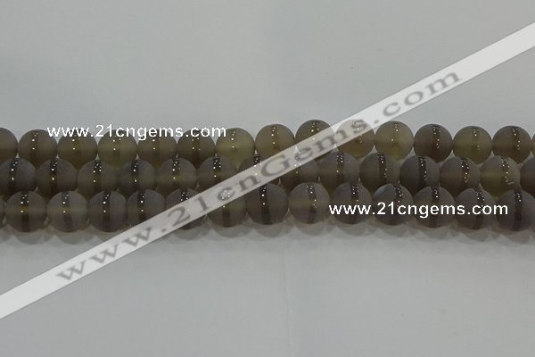 CAG9346 15.5 inches 12mm round matte grey agate beads wholesale