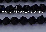 CAG9351 15.5 inches 6mm faceted nuggets black agate beads