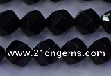 CAG9352 15.5 inches 8mm faceted nuggets black agate beads