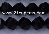 CAG9353 15.5 inches 10mm faceted nuggets black agate beads