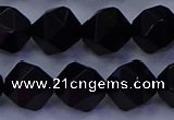 CAG9355 15.5 inches 14mm faceted nuggets black agate beads