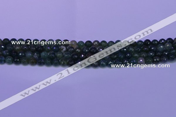 CAG9361 15.5 inches 6mm faceted round moss agate beads wholesale