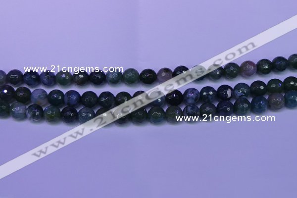 CAG9363 15.5 inches 10mm faceted round moss agate beads wholesale