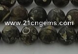 CAG9383 15.5 inches 10mm round matte turritella agate beads