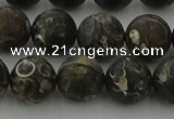 CAG9384 15.5 inches 12mm round matte turritella agate beads