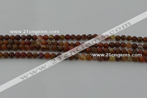 CAG9390 15.5 inches 4mm round red moss agate beads wholesale