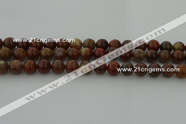 CAG9393 15.5 inches 10mm round red moss agate beads wholesale