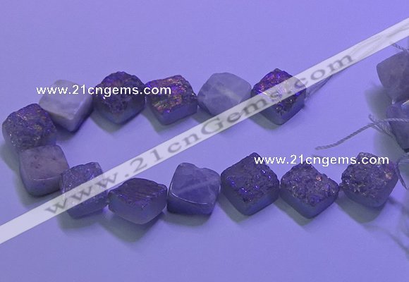 CAG9425 7.5 inches 12*12mm diamond rainbow plated druzy agate beads
