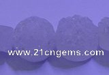 CAG9429 7.5 inches 12mm coin white plated druzy agate beads