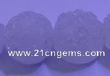 CAG9432 7.5 inches 18mm coin white plated druzy agate beads