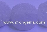 CAG9434 7.5 inches 25mm coin white plated druzy agate beads