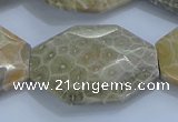 CAG9440 22*30mm - 25*35mm faceted freeform chrysanthemum agate beads