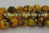 CAG9452 15.5 inches 8mm faceted round fire crackle agate beads