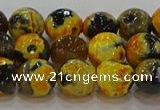 CAG9453 15.5 inches 10mm faceted round fire crackle agate beads