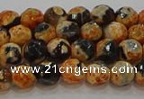 CAG9456 15.5 inches 6mm faceted round fire crackle agate beads