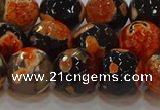 CAG9459 15.5 inches 12mm faceted round fire crackle agate beads