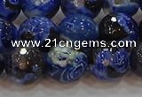 CAG9464 15.5 inches 12mm faceted round fire crackle agate beads