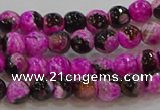 CAG9466 15.5 inches 6mm faceted round fire crackle agate beads