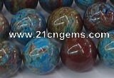 CAG9476 15.5 inches 14mm round blue crazy lace agate beads