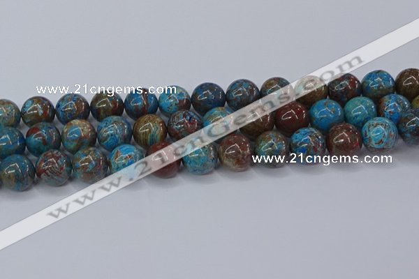 CAG9476 15.5 inches 14mm round blue crazy lace agate beads