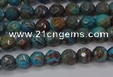 CAG9480 15.5 inches 4mm faceted round blue crazy lace agate beads