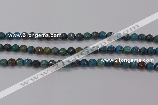 CAG9481 15.5 inches 6mm faceted round blue crazy lace agate beads