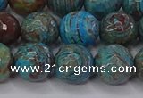 CAG9483 15.5 inches 10mm faceted round blue crazy lace agate beads