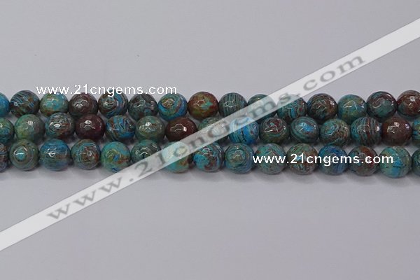 CAG9483 15.5 inches 10mm faceted round blue crazy lace agate beads