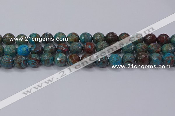 CAG9484 15.5 inches 12mm faceted round blue crazy lace agate beads