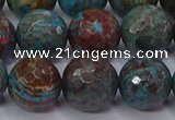 CAG9485 15.5 inches 14mm faceted round blue crazy lace agate beads