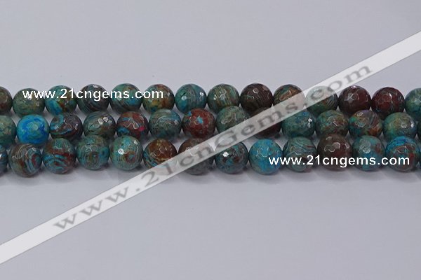 CAG9485 15.5 inches 14mm faceted round blue crazy lace agate beads