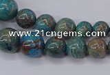 CAG9490 15.5 inches 6mm - 16mm round blue crazy lace agate beads