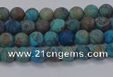 CAG9492 15.5 inches 4mm round matte blue crazy lace agate beads