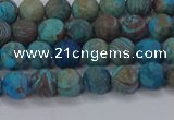 CAG9493 15.5 inches 6mm round matte blue crazy lace agate beads