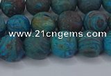 CAG9495 15.5 inches 10mm round matte blue crazy lace agate beads