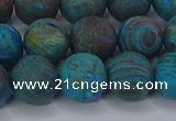 CAG9496 15.5 inches 12mm round matte blue crazy lace agate beads