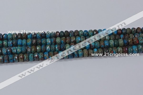 CAG9504 15.5 inches 5*8mm faceted rondelle blue crazy lace agate beads