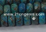 CAG9505 15.5 inches 6*10mm faceted rondelle blue crazy lace agate beads