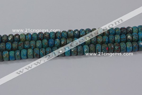 CAG9505 15.5 inches 6*10mm faceted rondelle blue crazy lace agate beads